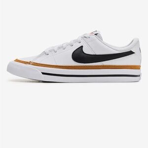 Nike Court Legacy Kids White Sneakers with Black Logo Size 4Y